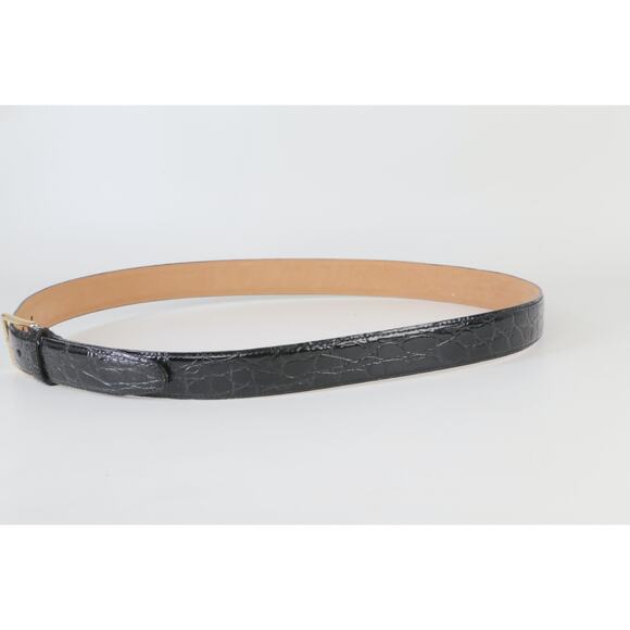 Vintage Black Croco Print Leather Classic Buckle Waist Belt Size 38 / 95 main image 6